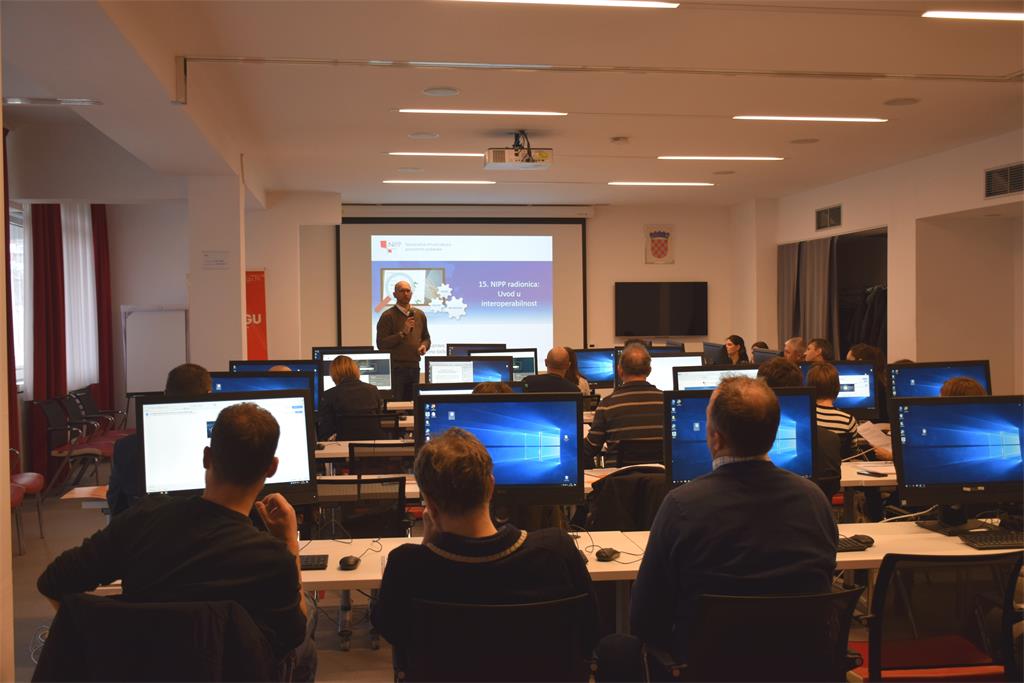 The picture shows the participants of the 15th NSDI workshop during the introductory part of the workshop held by Tomislav Ciceli, MsC.