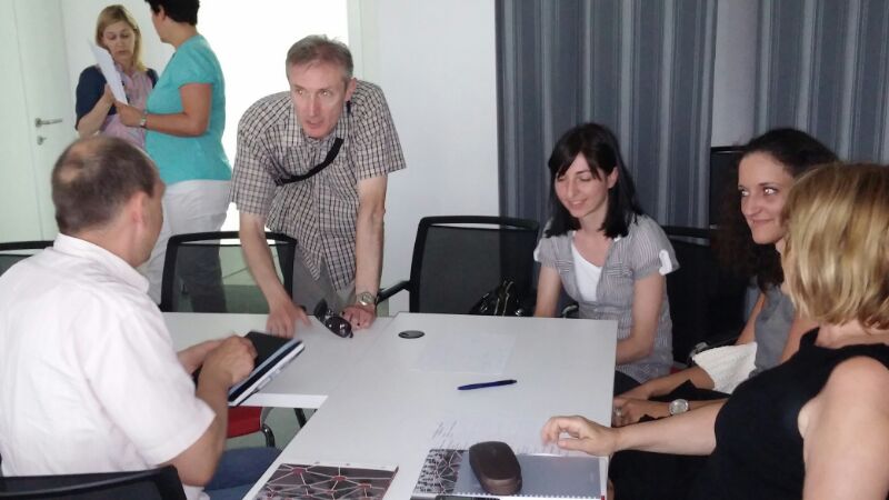 The picture shows the working discussion of the participants divided into two groups led by the representatives of the National Contact Point: Ljerka Marić and Tomislav Ciceli.