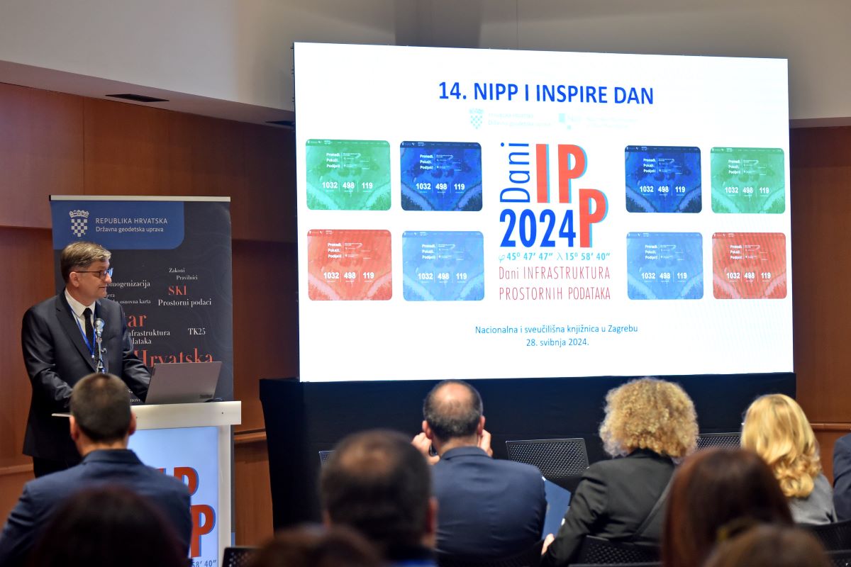 The picture shows a Director General of the State Geodetic Administration, Antonio Šustić at the opening of the conference "SDI Days 2024".
