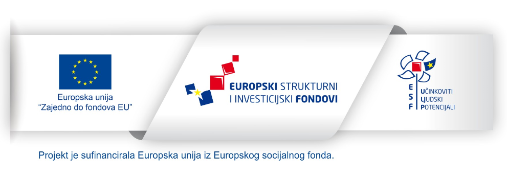 Slika prikazuje ESF lentu koja sadrži logo Europske unije, Europskih strukturnih i investicijskih fondova i Operativnog programa Učinkoviti ljudski potencijali