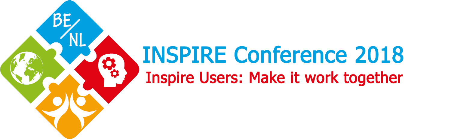 Slika prikazuje logo konferencije INSPIRE 2018 pod nazivom "INSPIRE users: Make it work together".