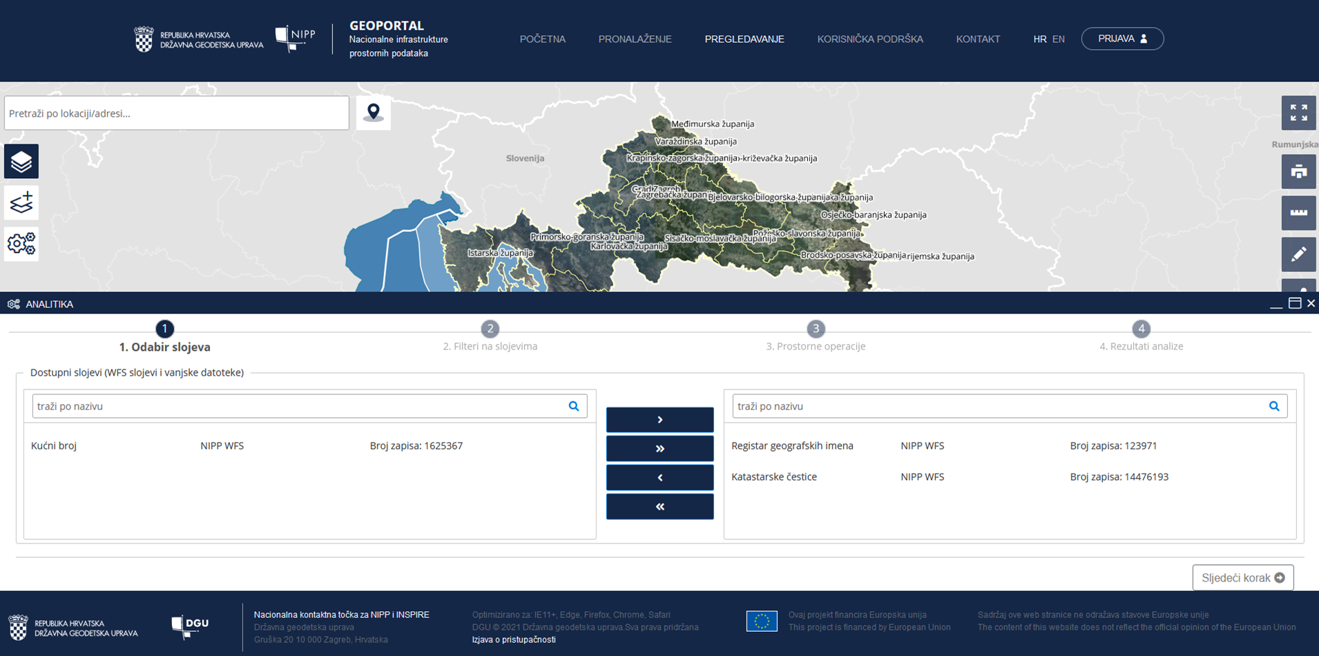 The picture shows the module "Example of good practice for the use of NSDI spatial data" published on the NSDI Geoportal