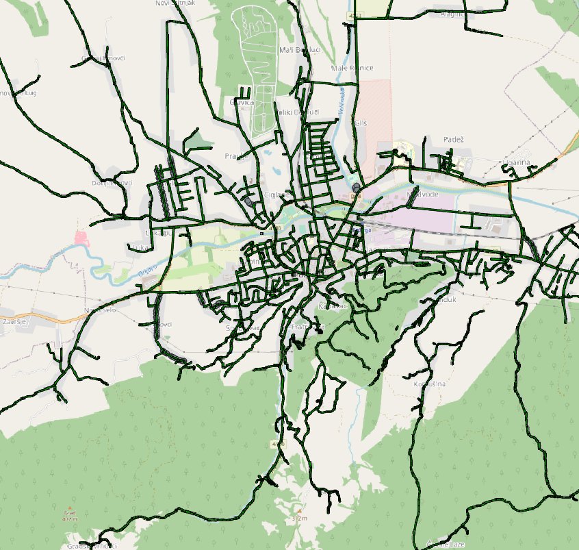 Spatial data of unclassified roads of the City of Požega